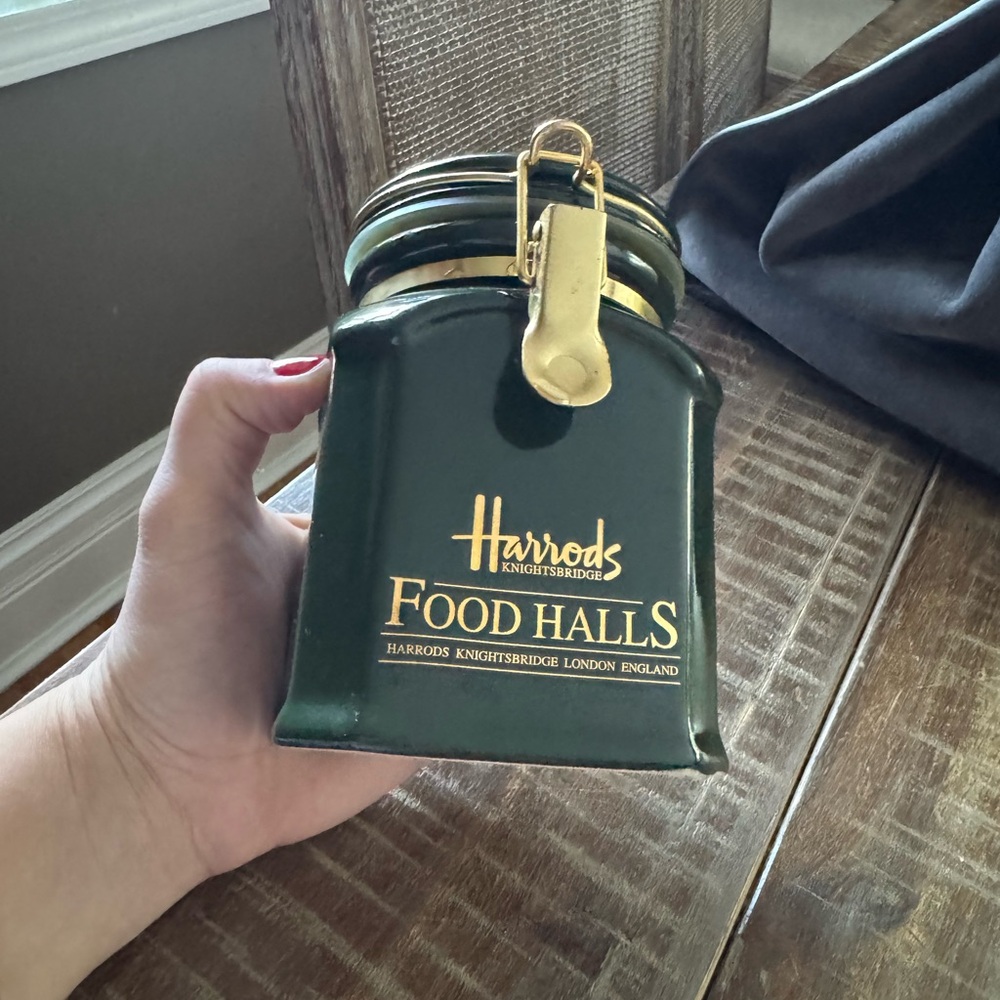 Vintage Harrods Food Hall tea or coffee ceramic jar Knightsbridge England
